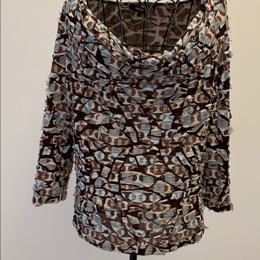 KAREN KANE TOP SHADES OF BROWN AND BLUE